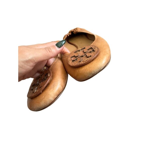 TORY BURCH Tan Leather Reva Ballet Flats size 10.5 - Picture 6 of 9